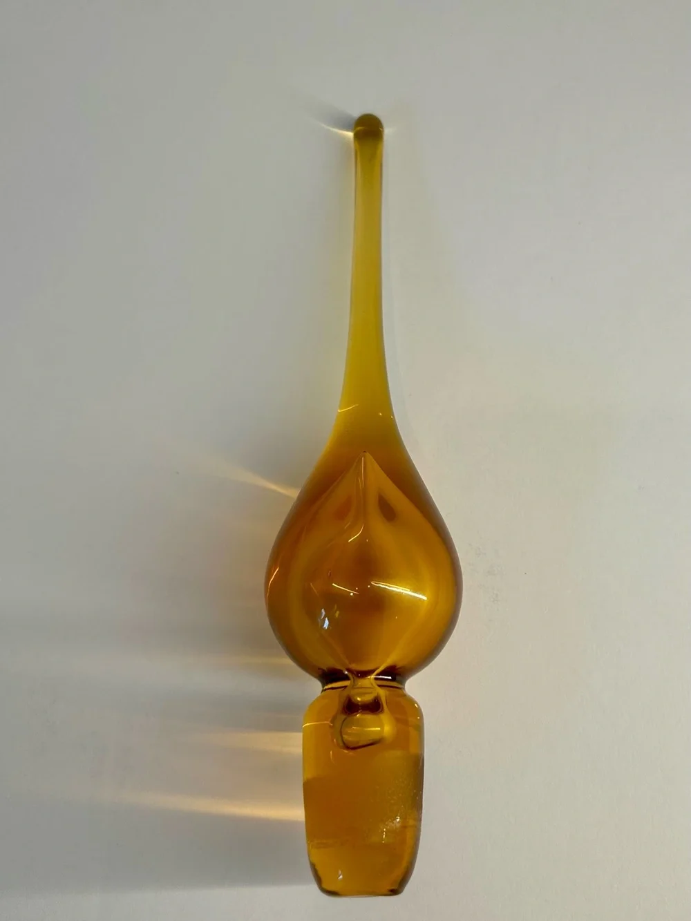 Amber Glass Teardrop Decanter Genie Bottle Stopper 9”